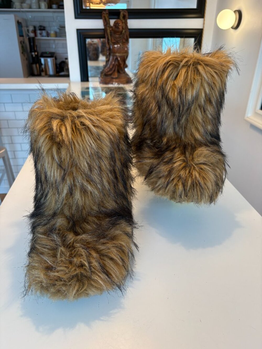 Women's Faux Fur Winter Boots Brown | Yeti Style | Cozy Après Ski | Size 7 - Picture 2 of 4